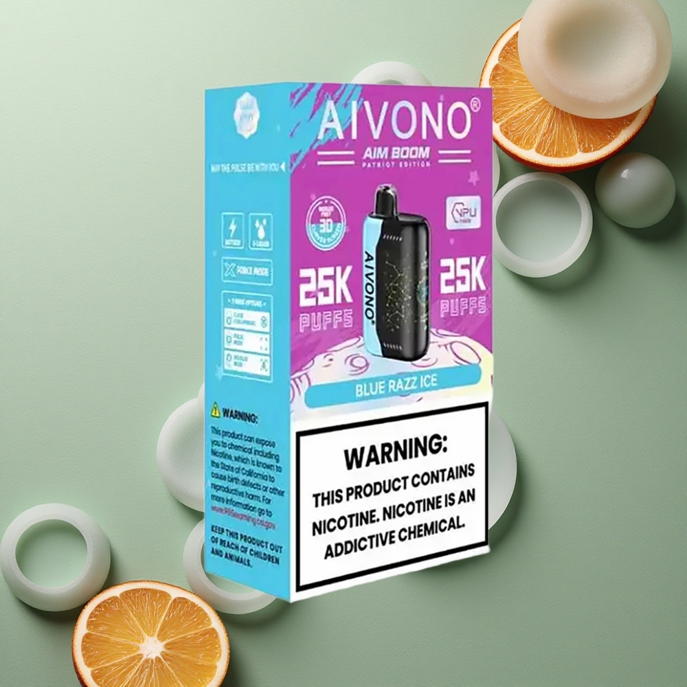 Aivono Aim Boom 25000 Puffs Modrá Malina Led s 650mAh a Mesh Cívkou 1.2 ohm