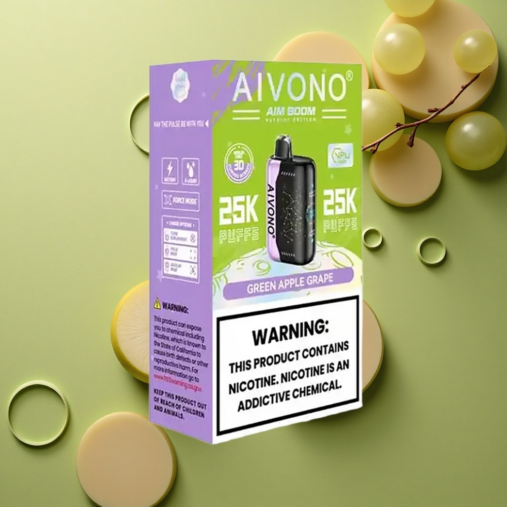 Aivono Aim Boom 25000 Puffs Zelené Jablko Hroznový 0% 28ml 650mAh