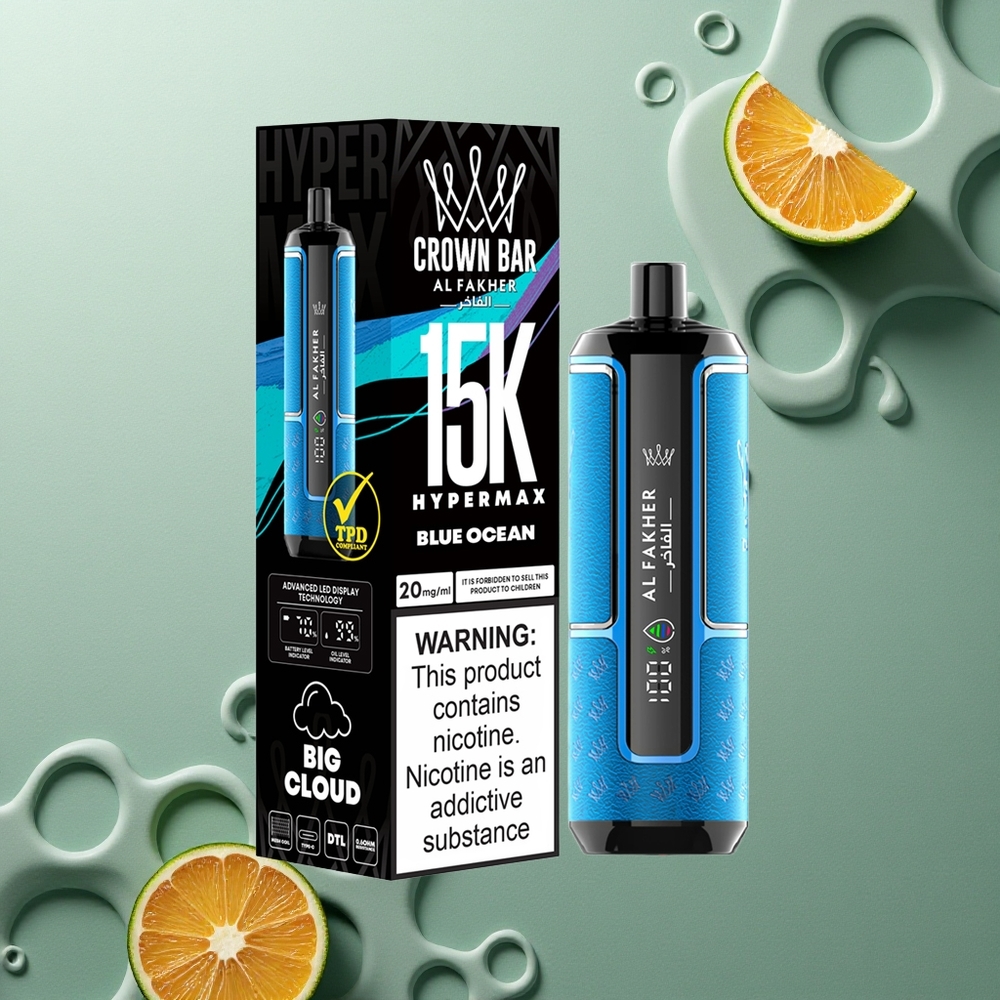 Al Fakher Crown Bar 15K Hypermax Modrý Oceán 22ml 600mAh Typ-C