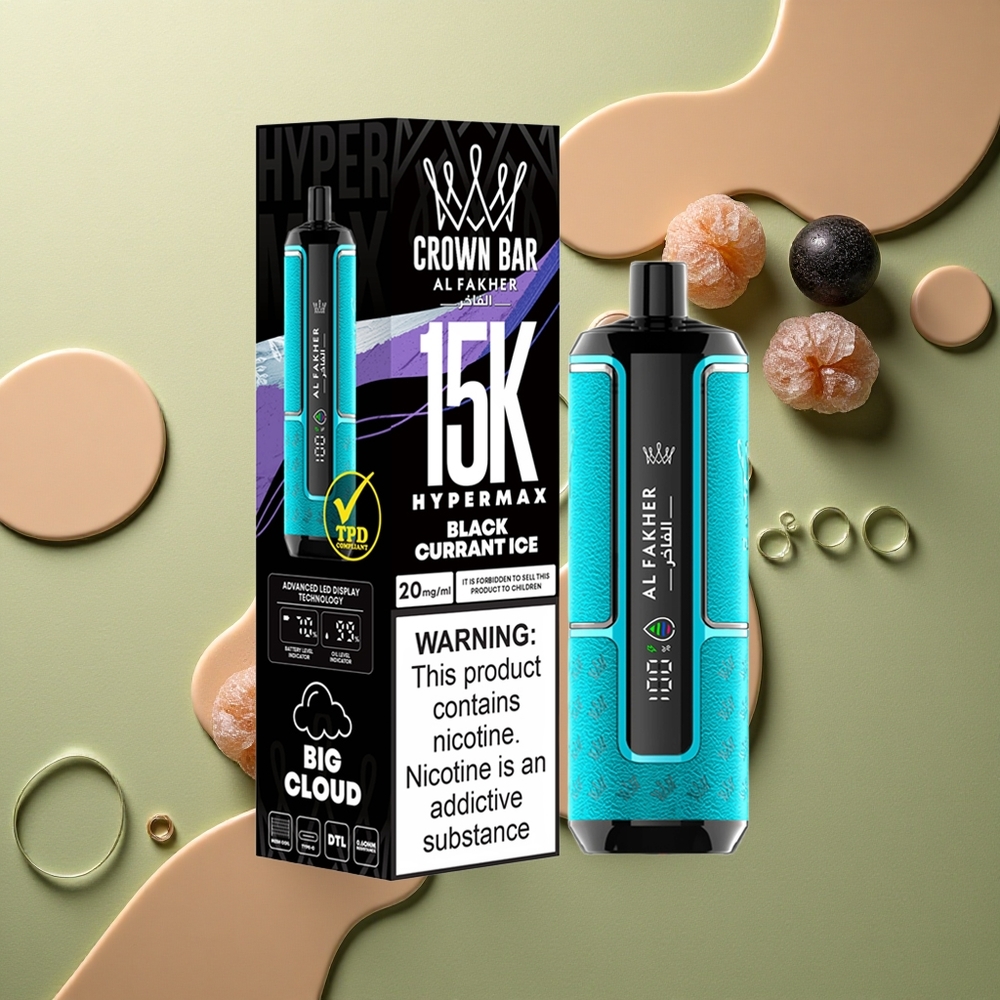 Al Fakher Crown Bar 15K Hypermax Černý Rybíz Led s Typ-C a 22ml
