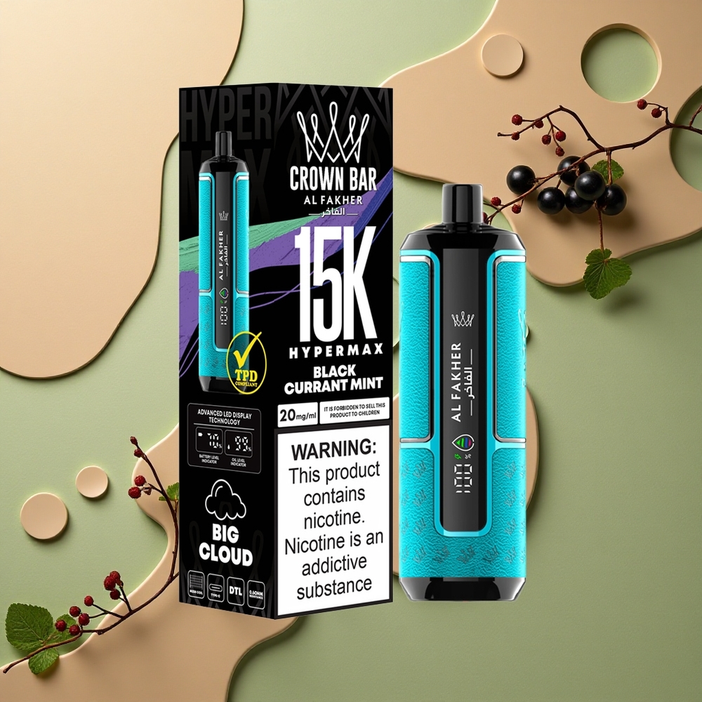 Al Fakher Crown Bar 15K Hypermax Černý rybíz s mátou 22ml 600mAh Type-C