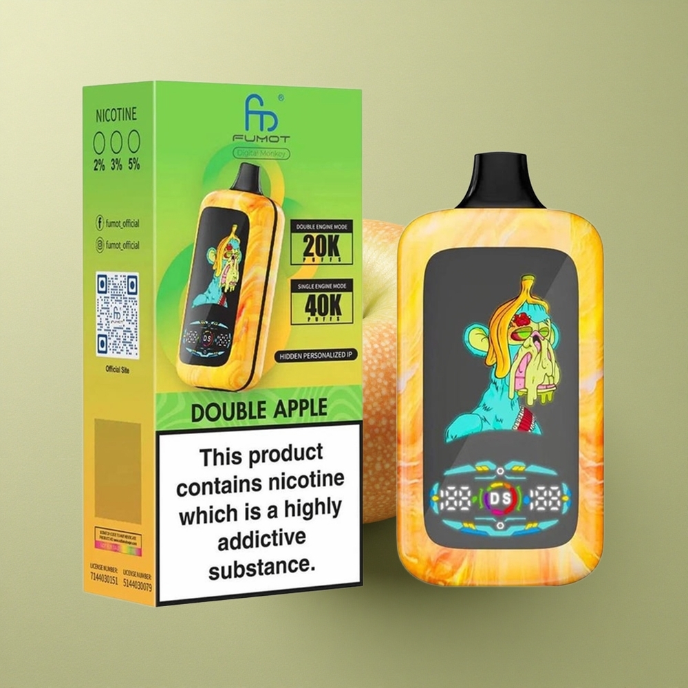 Fumot Digital Monkey 20000/40000 Puffs Dvojité Jablko s Dvojitým Motorem a Typ-C
