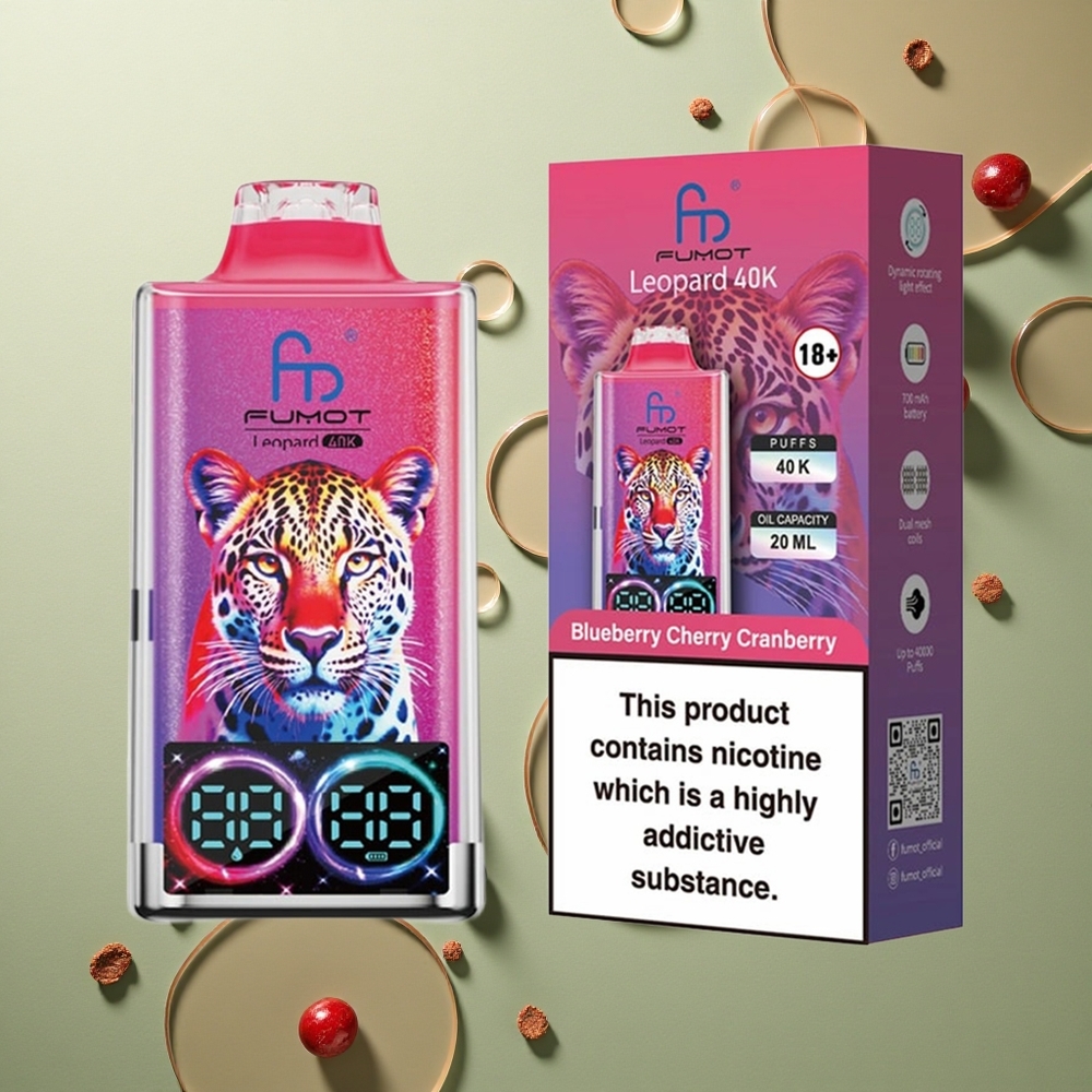 Fumot Leopard 40K Puffs Borůvka Višeň Brusinka 5% Dual Mesh 700mAh