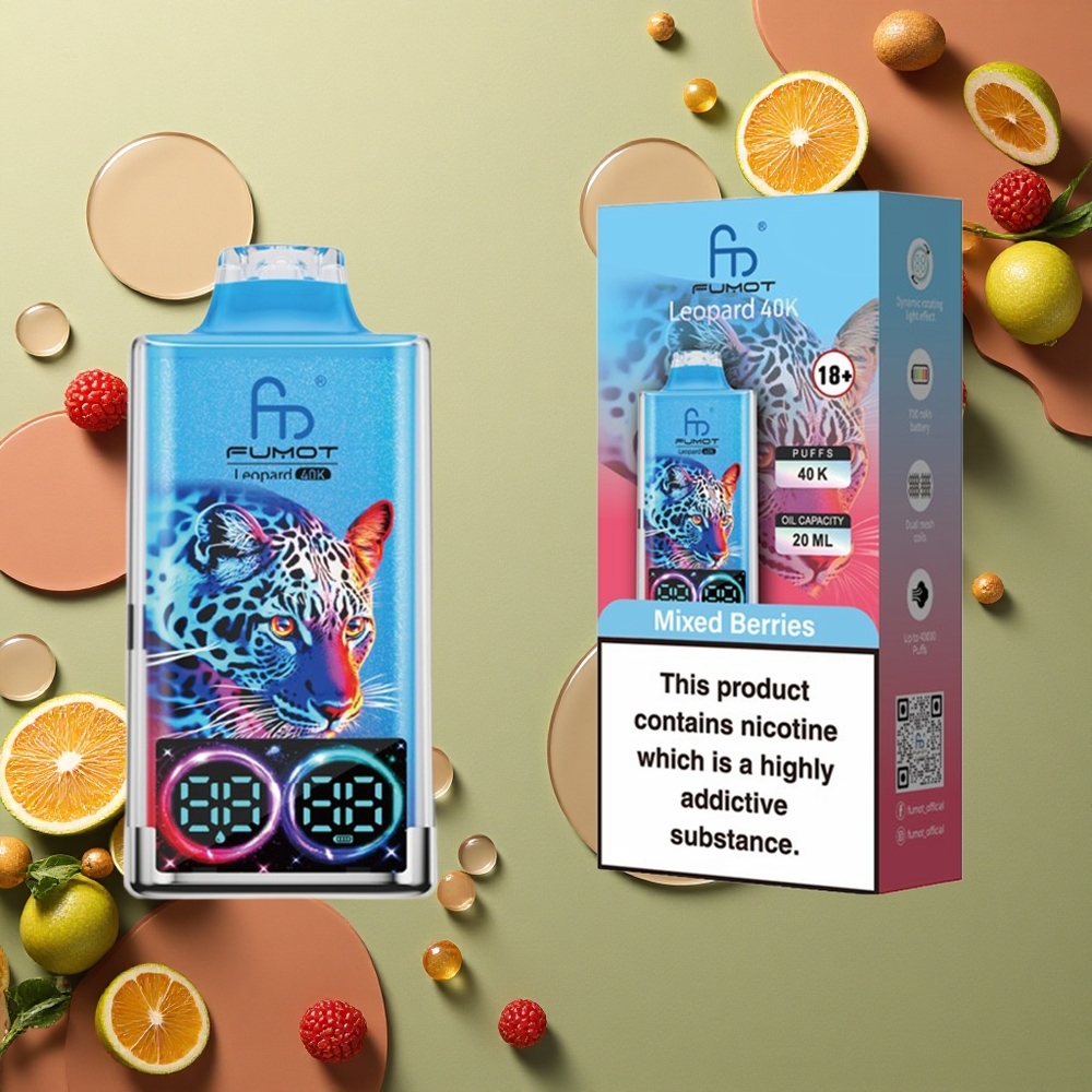 Fumot Leopard 40K Puffs Smíšené Bobule 5% Nikotin 700mAh Dual Mesh