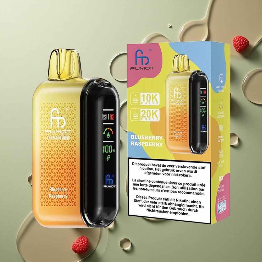 Fumot Tornado 20000 Puffs BORŮVKA MALINA Dvojité Síťové Vinutí 20ml