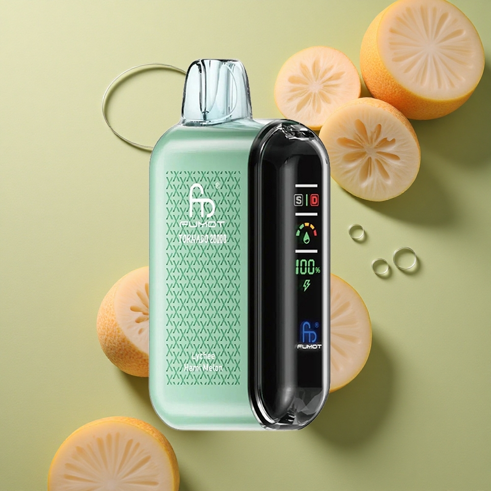 Fumot Tornado 20000 Puffs Liči Hami Meloun Dual Mesh Coil Smart Display