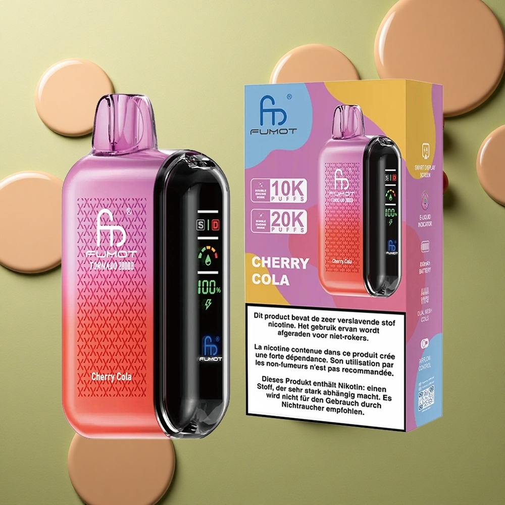 Fumot Tornado 20000 Puffs Višňová Kola s Duální Mesh Cívkou a 20ml Náplní
