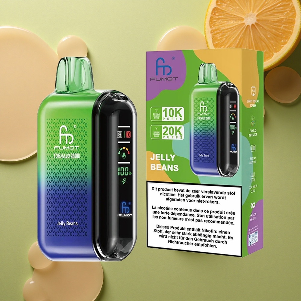 Fumot Tornado 20000 Puffs Želé Bonbóny Dual Mesh Coil Smart Display