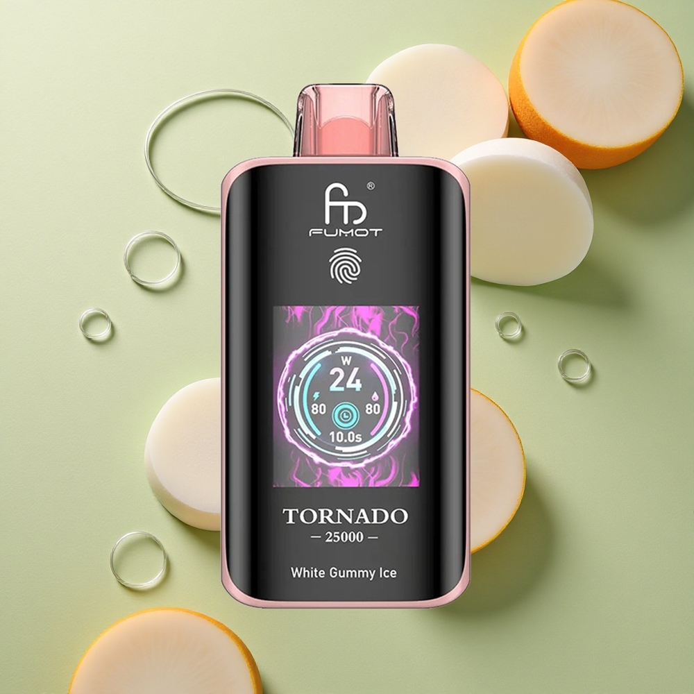 Fumot Tornado 25000 Puffs Bílý Gumový Led s HD Obrazem a 20ml Náplní