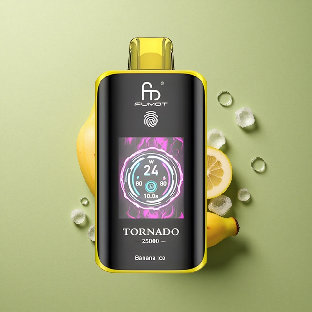 Fumot Tornado 25000 Puffs Banánový Led s 20ml Tekutinou a Typ-C Nabíjením