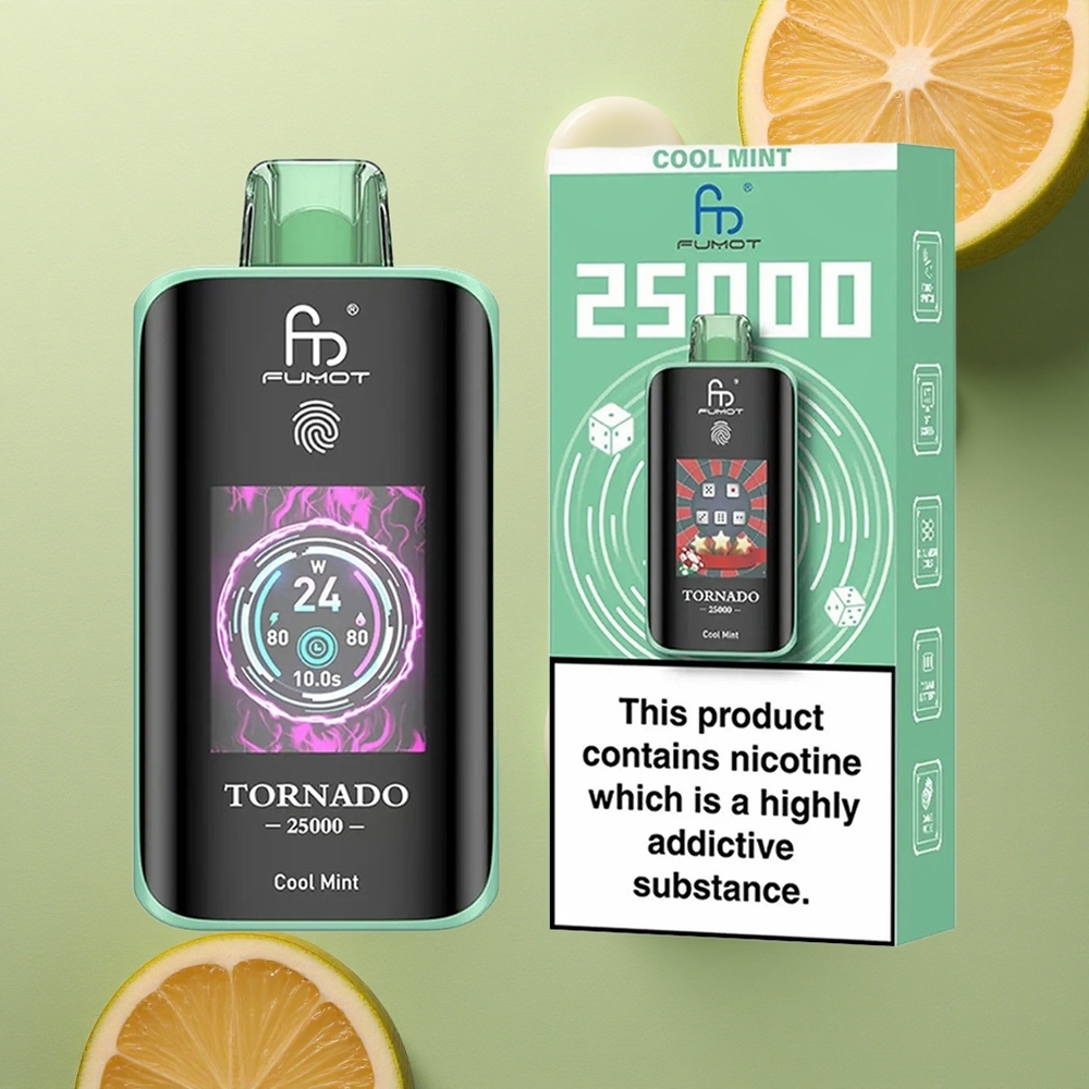 Fumot Tornado 25000 Puffs Chladivá Měsíčková s HD Obrazem a Typ-C Nabíjením