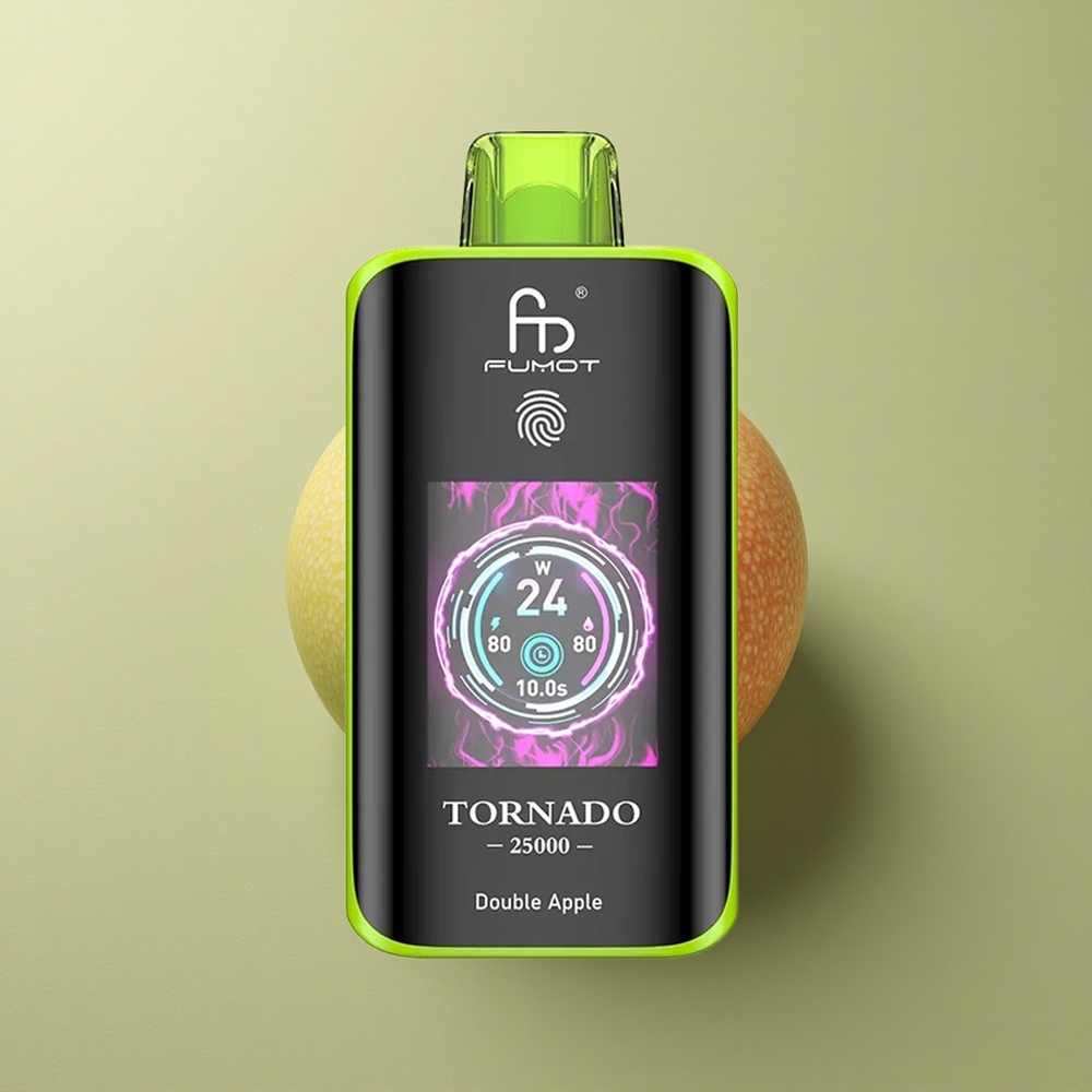 Fumot Tornado 25000 Puffs Dvojité Jablko s HD Obrazovkou a 700mAh Baterií
