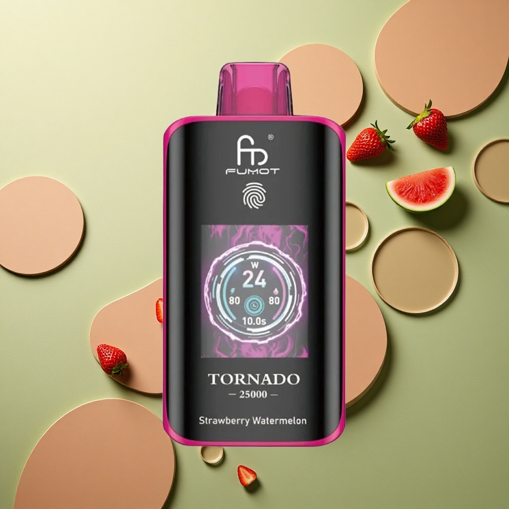 Fumot Tornado 25000 Puffs Jahodový Meloun s HD obrazovkou a 700mAh baterií