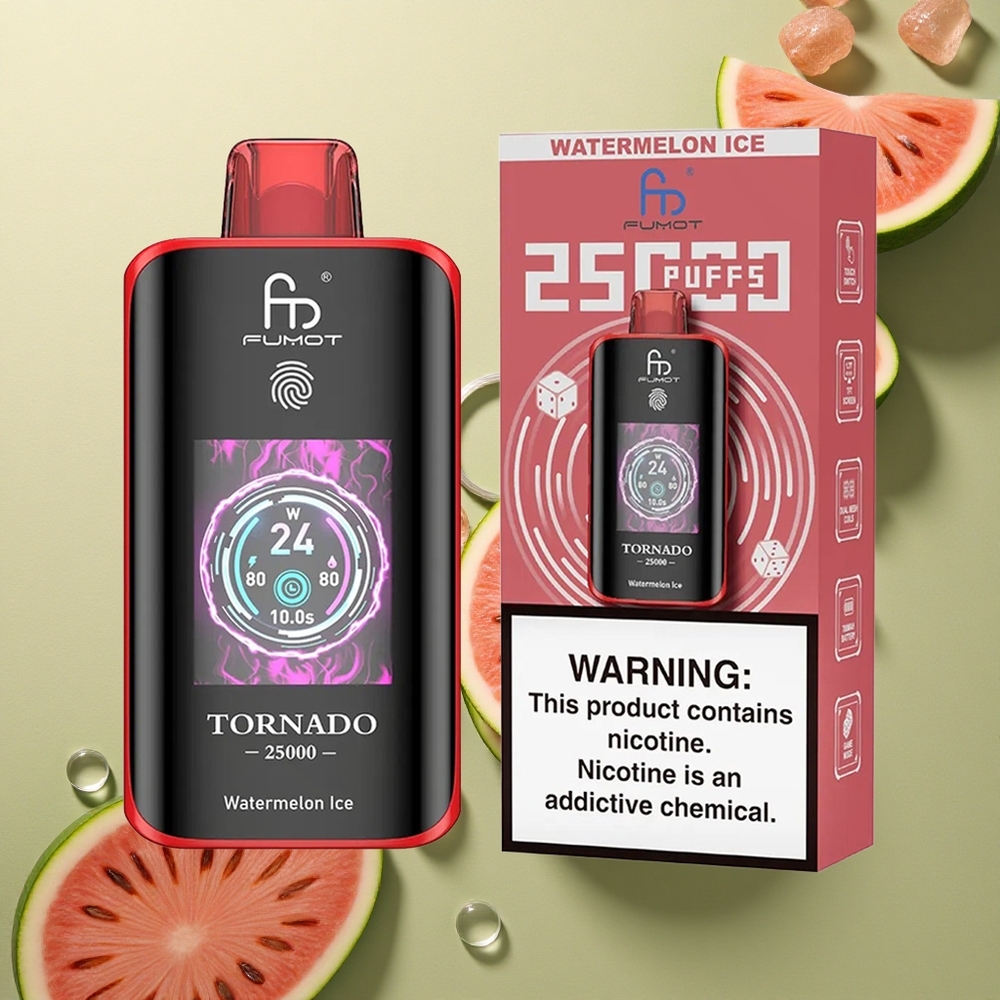 Fumot Tornado 25000 Puffs Melounový Led s HD Obrazem a 20ml Náplní