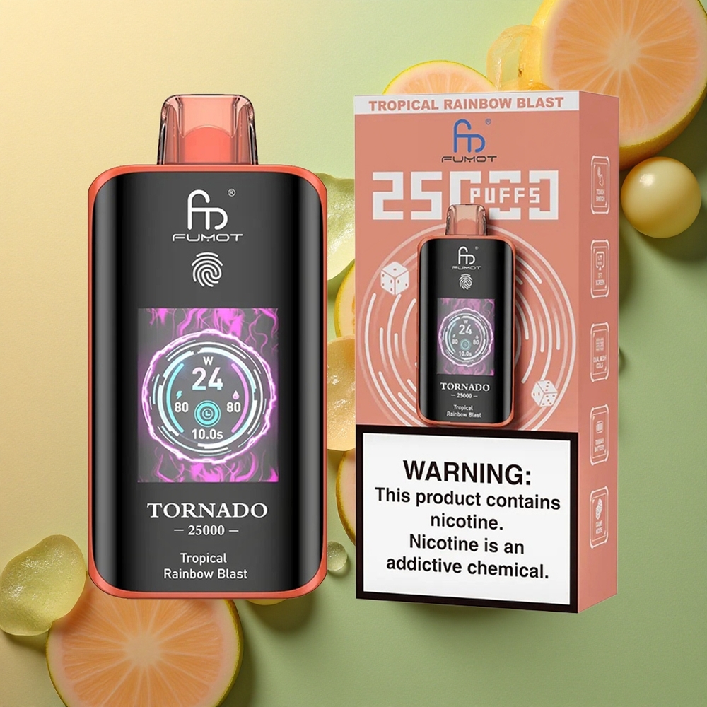 Fumot Tornado 25000 Puffs Tropický Duhový Výbuch s 20ml Kapalinou a Typem-C