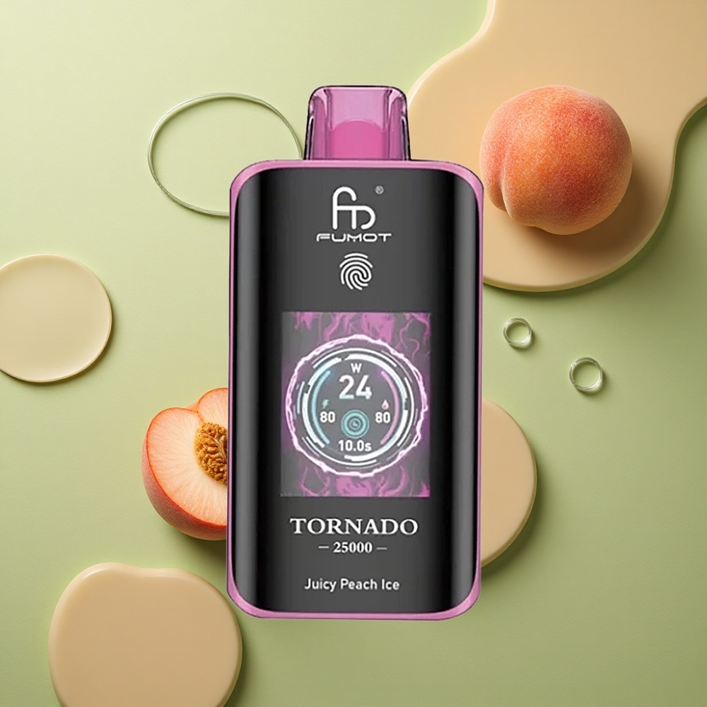 Fumot Tornado 25000 Puffs Šťavnatá broskev ledová s 20ml náplní a 700mAh baterií