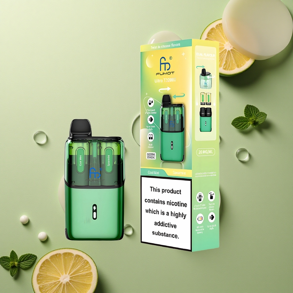 Fumot Ultra T32000 Puffs Chladivá Máta Spearmint s 24ml a Rychlým Nabíjením Type-C