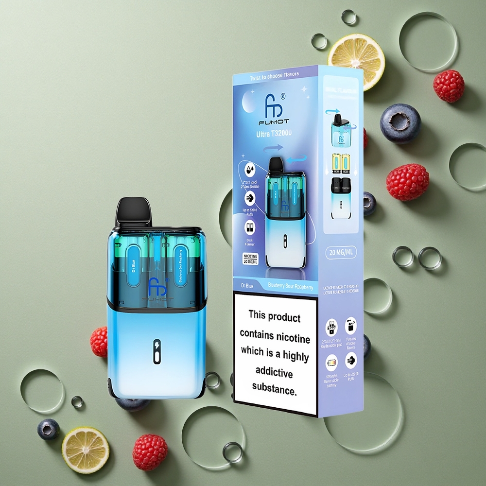 Fumot Ultra T32000 Puffs Dr Blue - Borůvka Kyselá Malina s 800mAh Baterií a 24ml Náplní