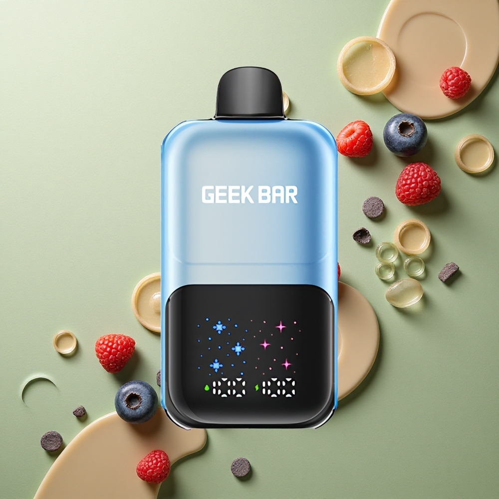 GEEK BAR 2GO 20ml 50000 Puffs Borůvkovo Malinový Led s Interaktivním Velkým Displejem a 3 Úrovněmi Příchutí/Chlaz