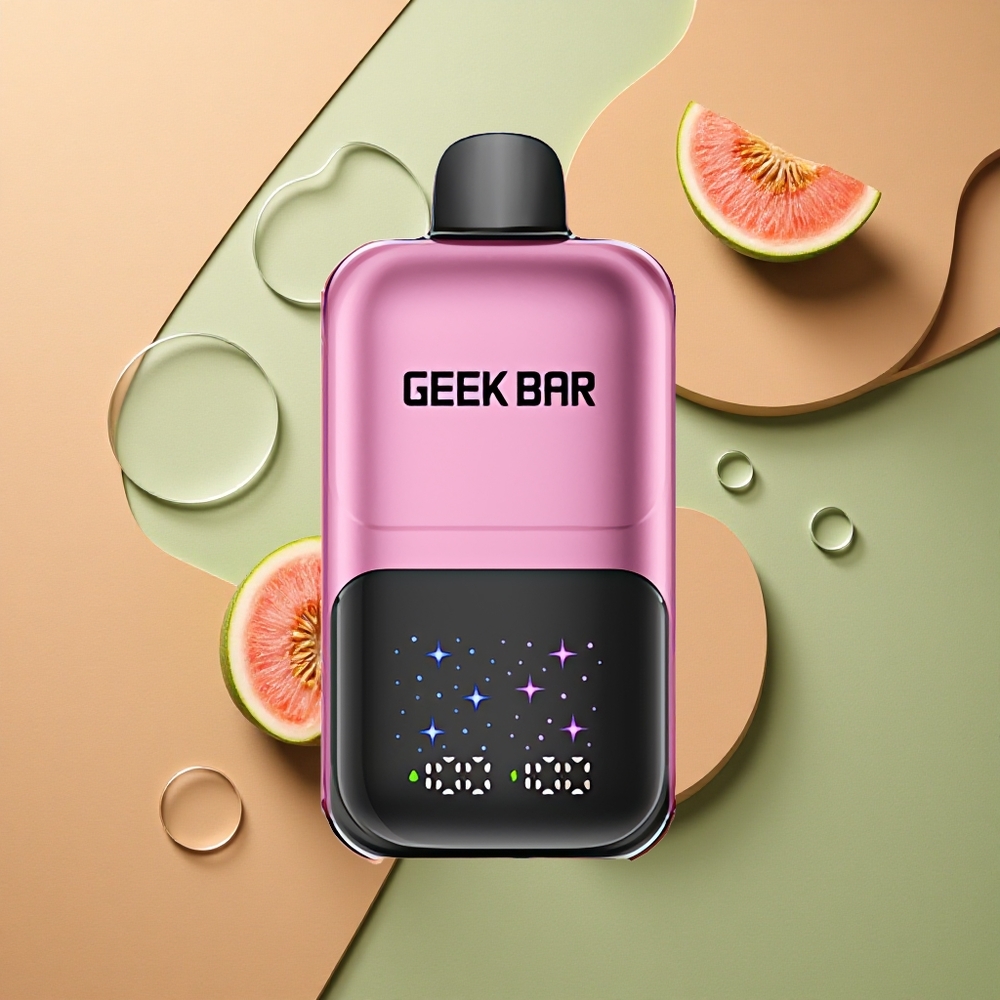 GEEK BAR 2GO 20ml 50000 Puffs Broskev & Meloun Interaktivní Velká Obrazovka 3 Úrovně Příchutí Nabíjecí