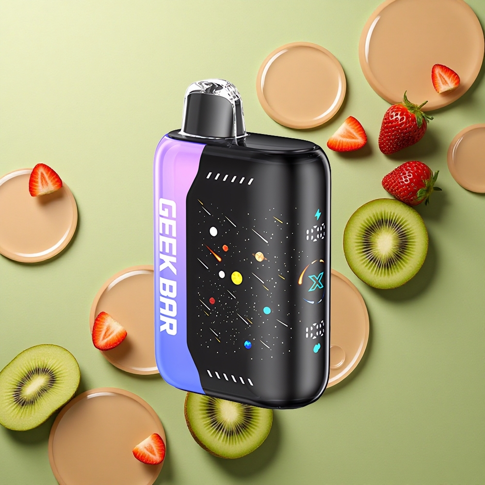 GEEK BAR Pulse X 42K Puffs Meteor Edition Jahodové Kiwi Ledové s Dvojitou Mřížkou a Nastavitelným Průtokem Vzduchu