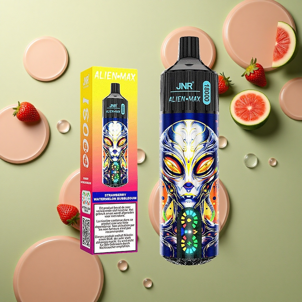 JNR Alien Max 18000 Jahodový Melounový Bubblegum s Duálním Mřížkovým Coilem a Typ-C Nabíjením