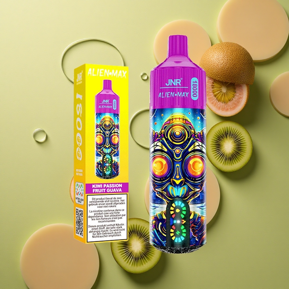 JNR Alien Max 18000 Kiwi Mučenka Guava s Duálním Mesh Coilem a 20 Příchutěmi