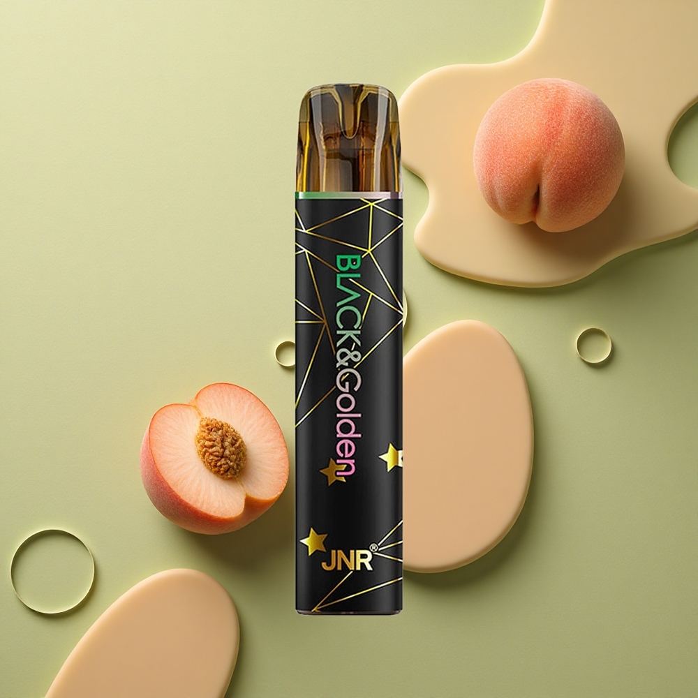 JNR Black&Golden 600+200 Ovocný Broskvový Jednorázové Vaporizéry 550mAh 2ml 2% Nikotinu