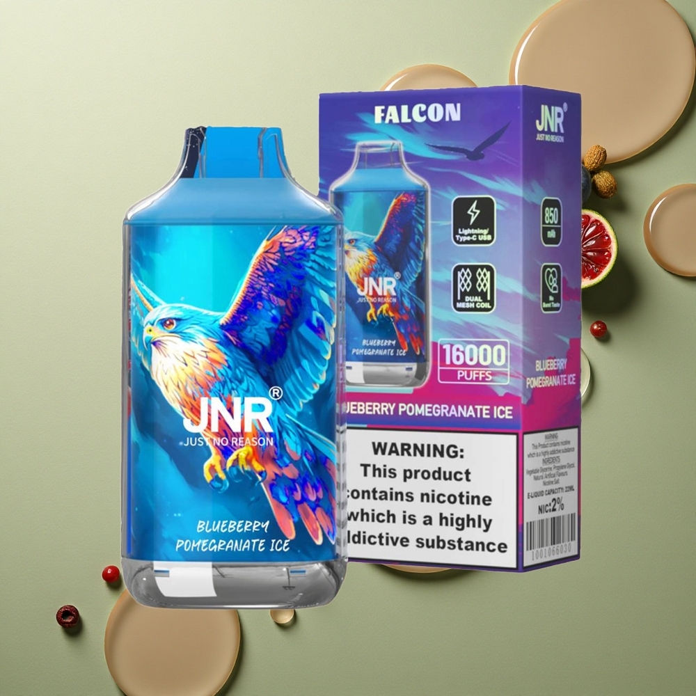 JNR Falcon 16000 Borovice Granátový Led s 850 mAh a Duální Mesh Cívka