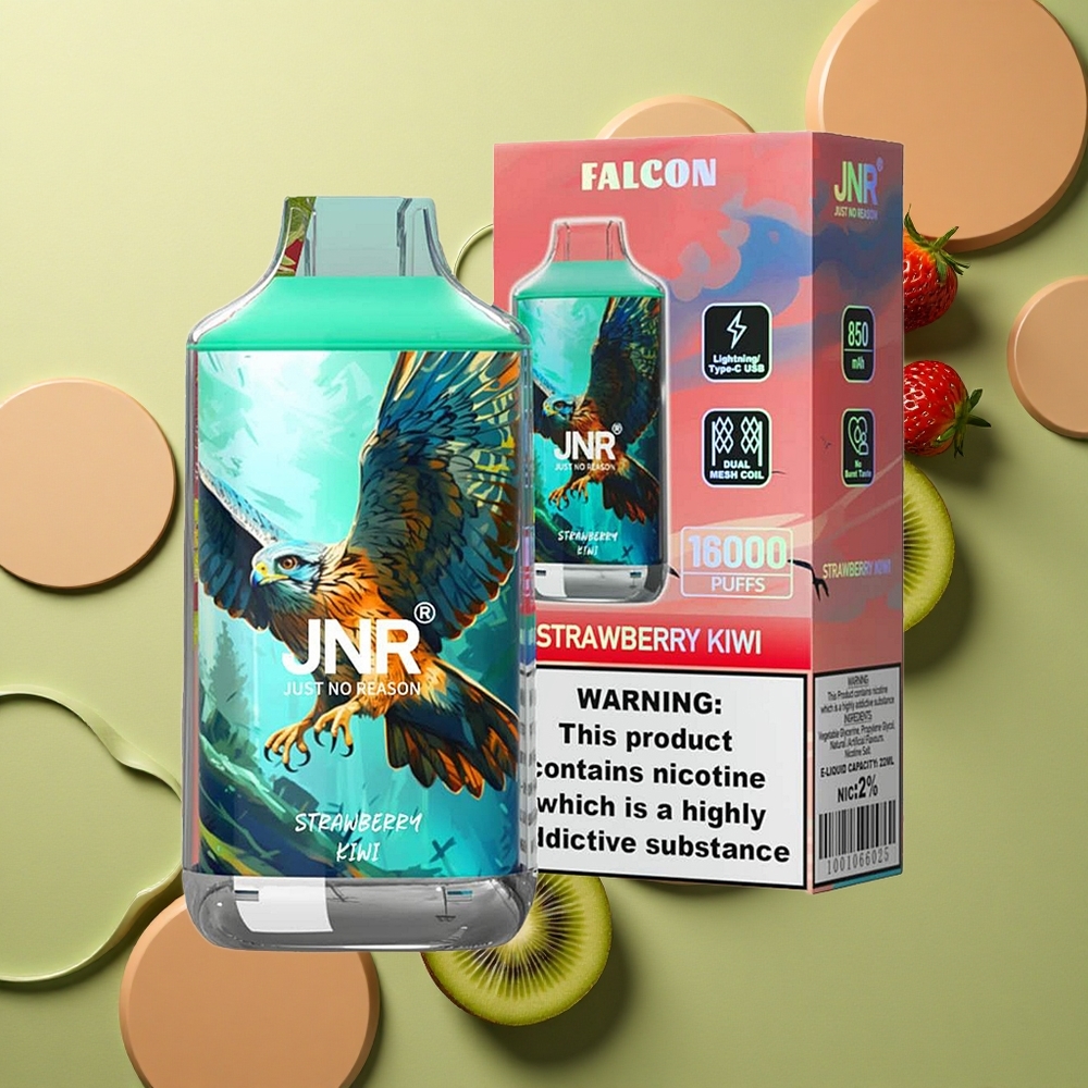 JNR Falcon 16000 Jahodové Kiwi s 22ml a Duální Mesh Cívkou