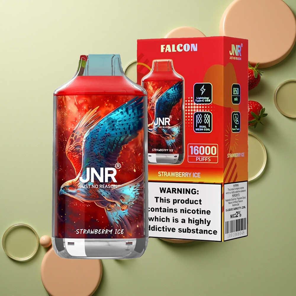 JNR Falcon 16000 Jahodový Led s 22ml a Duální Síťovou Cívkou