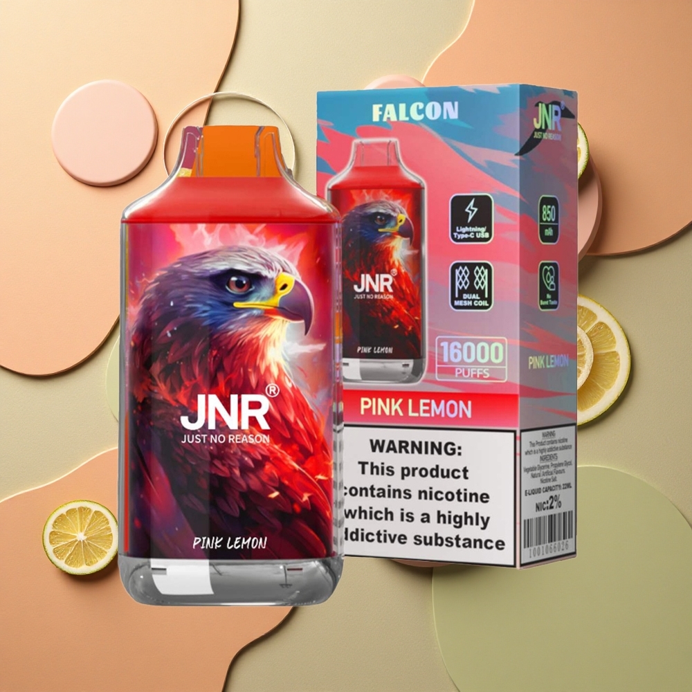 JNR Falcon 16000 Růžový Citron s 22ml a Duální Mřížkovou Cívkou