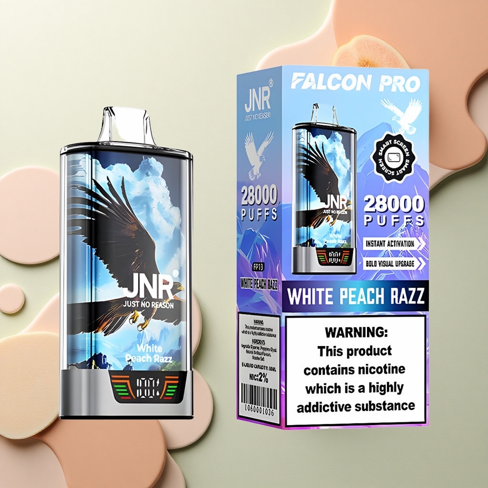 JNR Falcon Pro 28000 Bílá Broskvová Malina 30ml 950mAh Dual Mesh