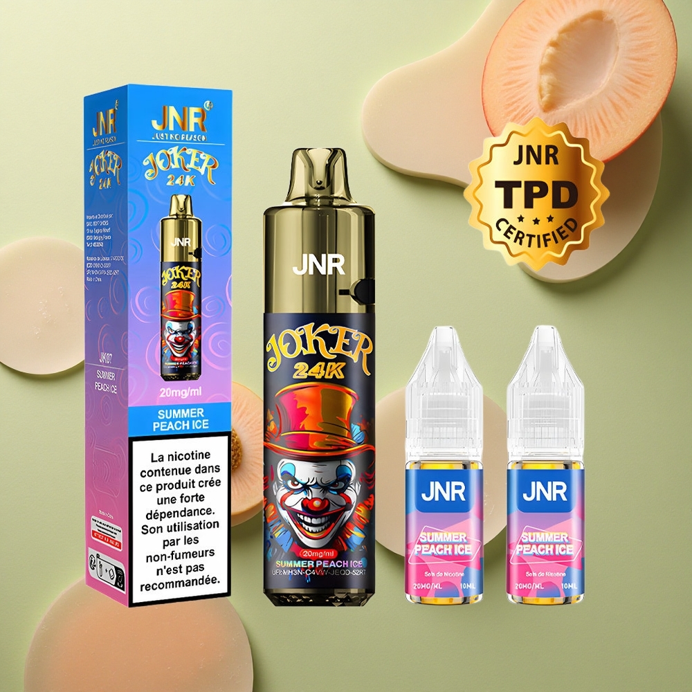 JNR Joker 24K Letní Broskvový Led s Viditelnou Hladinou E-liquidu a Typ-C Nabíjením