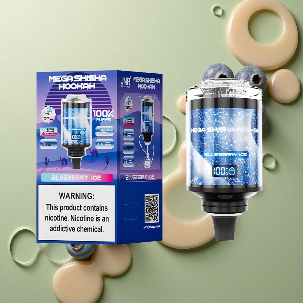 JNR Mega Shisha Hookah 100K Borůvkový Led s 2200mAh a Typ-C