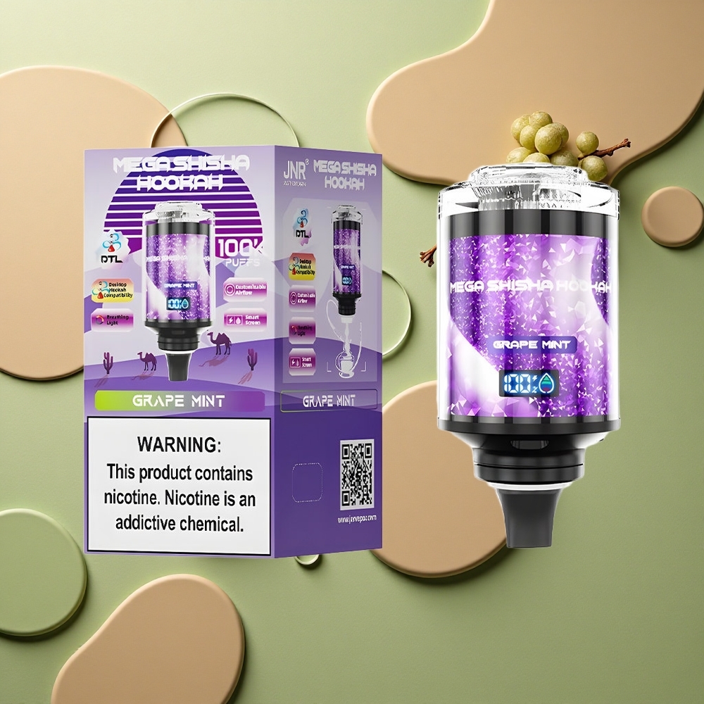 JNR Mega Shisha Hookah 100K Hroznová Měna 2200mAh Typ-C