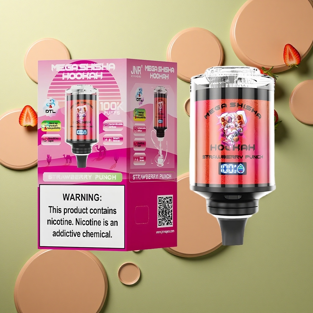 JNR Mega Shisha Hookah 100K Jahodový Punch 2200mAh Typ-C