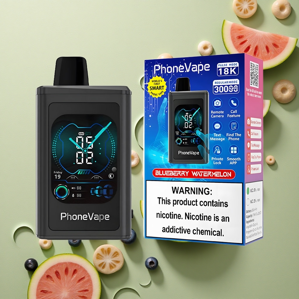 JNR PhoneVape 30000 Borůvkový Meloun s Typem-C a Plnou Obrazovkou