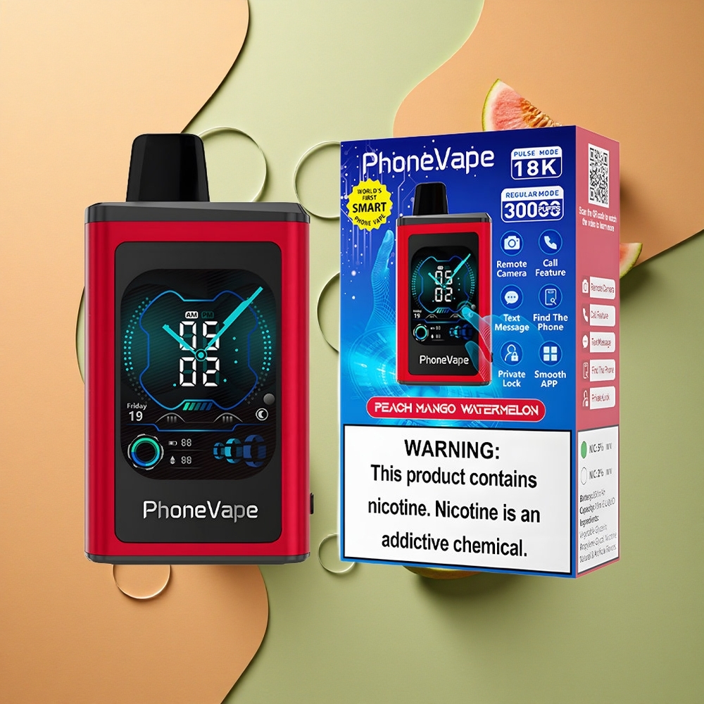JNR PhoneVape 30000 Broskev Mango Vodní Meloun s Turbo Režimem a Plnou Obrazovkou