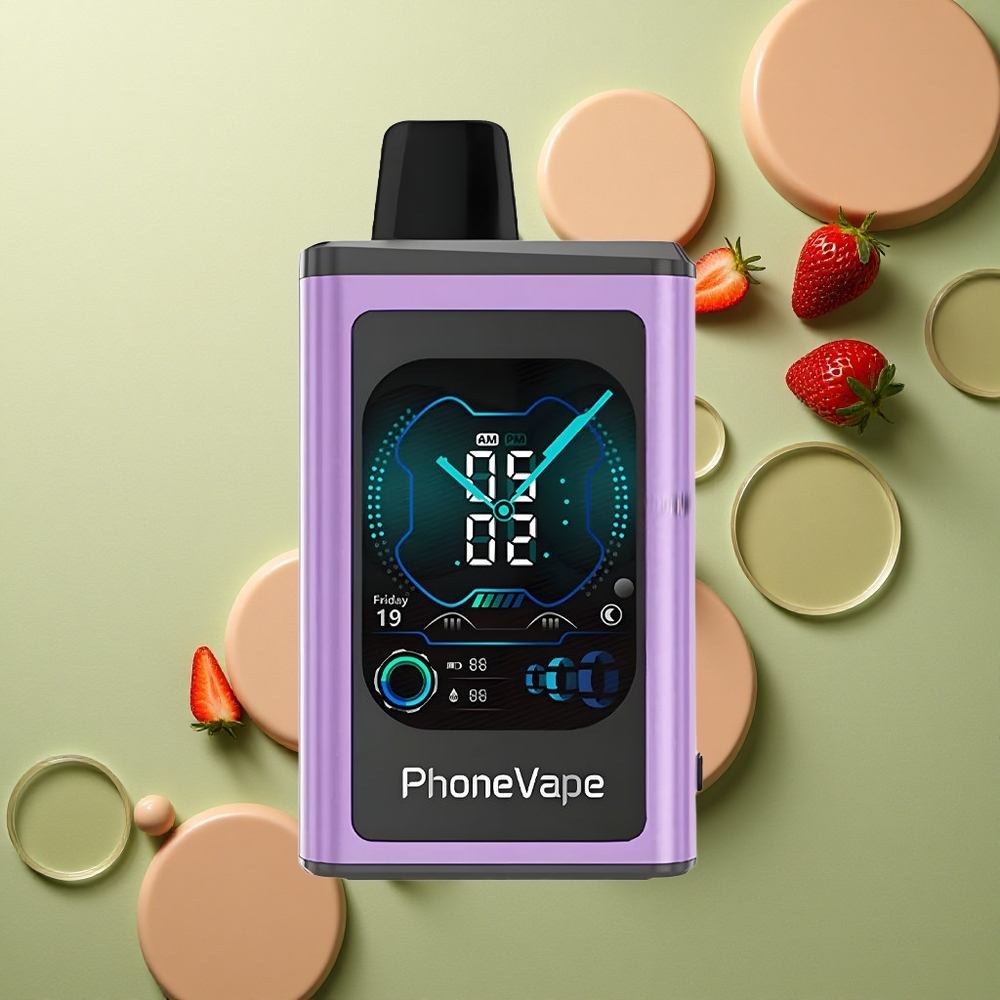 JNR PhoneVape 30000 Jahodový Led s Turbo Režimem a Plnou Obrazovkou