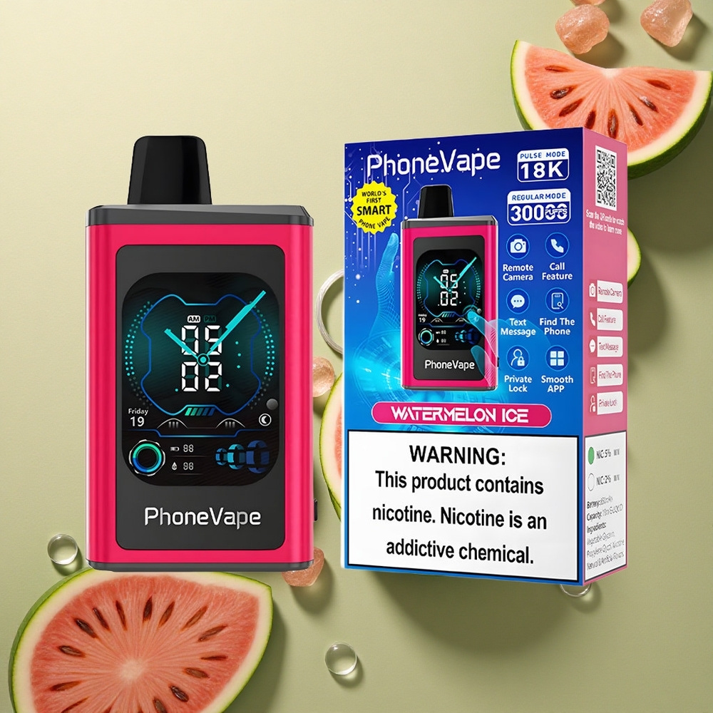 JNR PhoneVape 30000 Melounový Led s Turbo Režimem a Plnou Obrazovkou