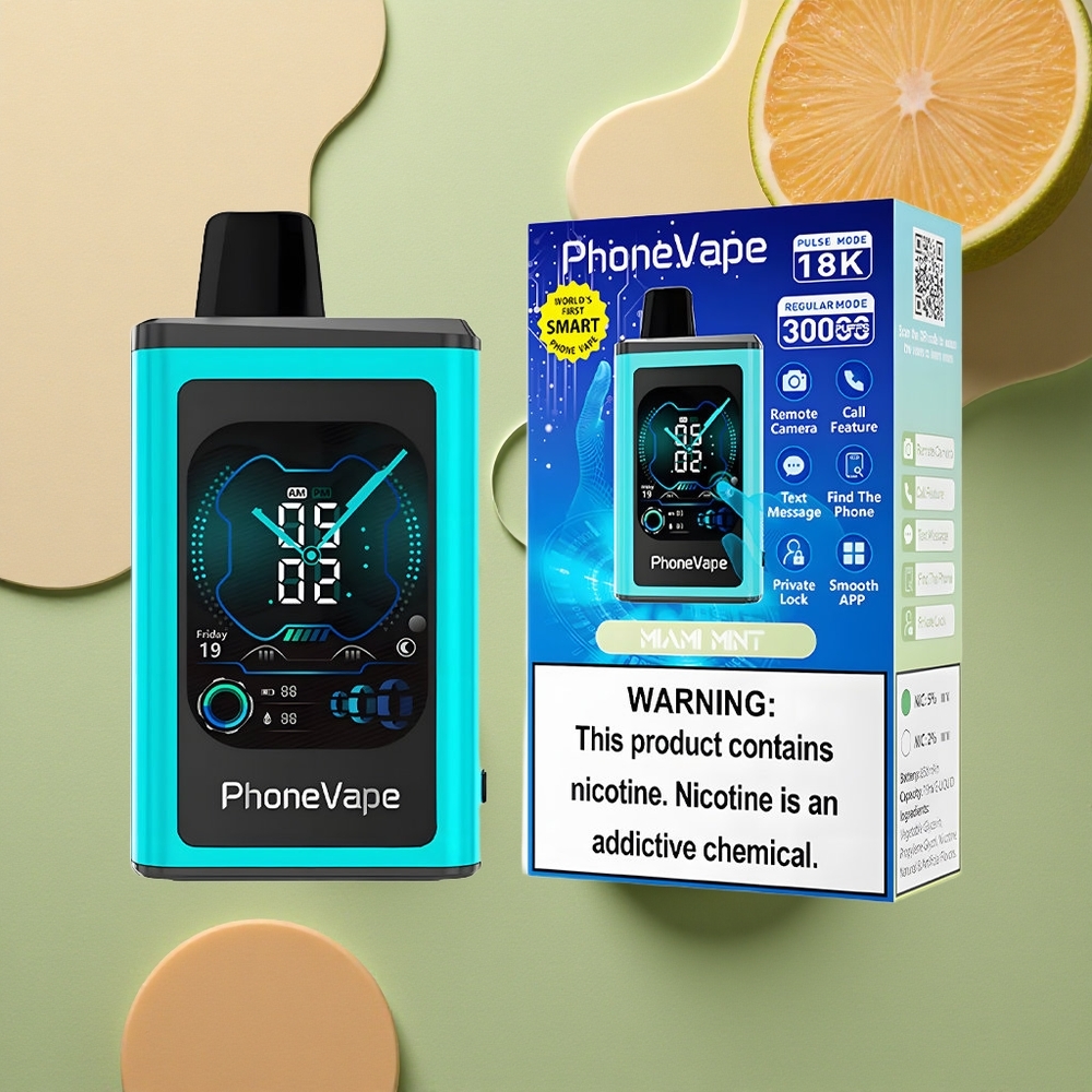 JNR PhoneVape 30000 Pražská Máta s Turbo Režimem a Plnou Obrazovkou