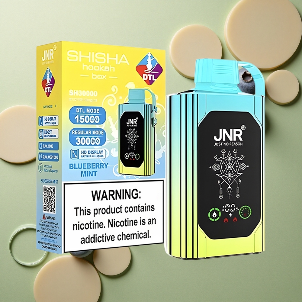 JNR Shisha Hookah Box 20500 Borůvková Máta s HD Displejem a Dual Mesh Coilem