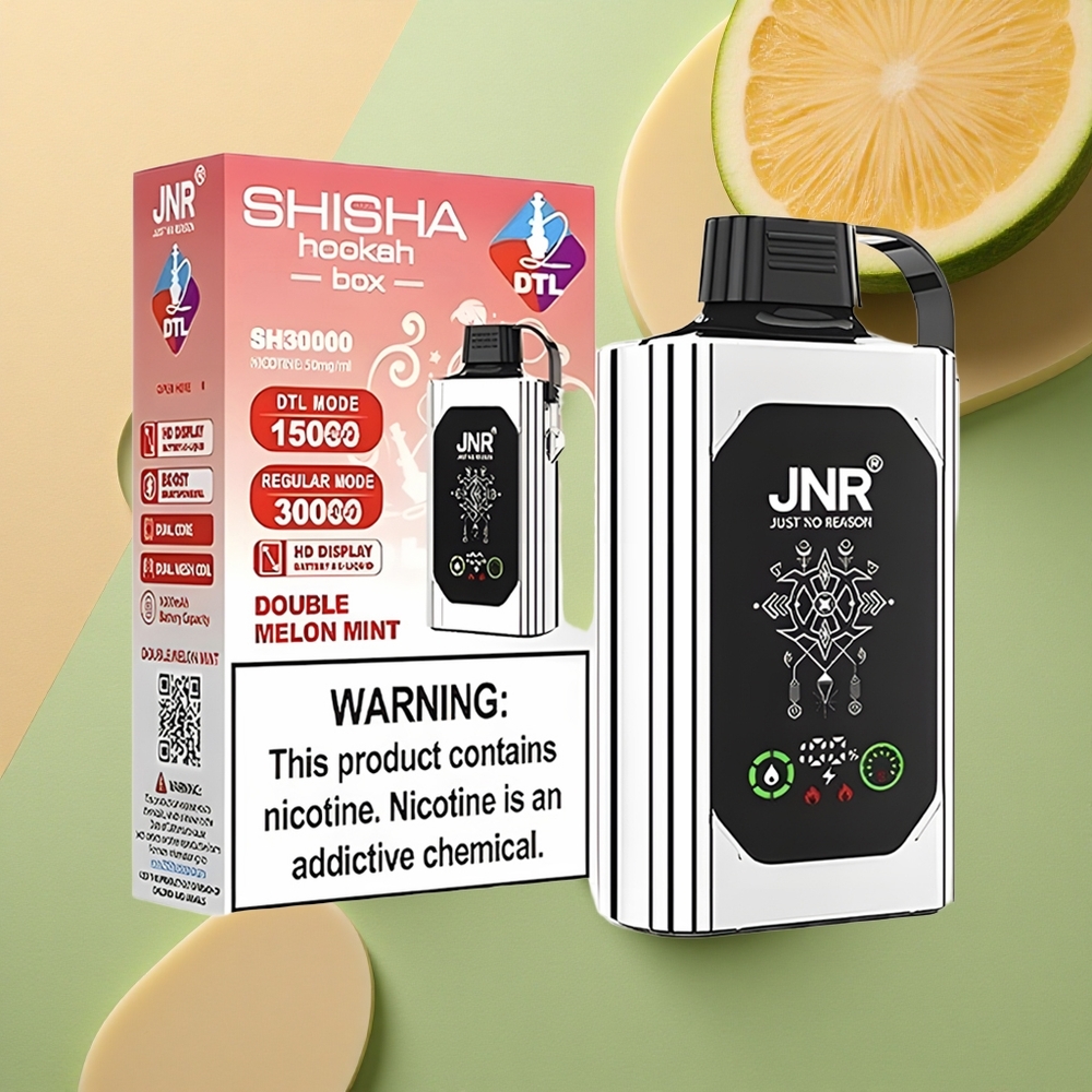JNR Shisha Hookah Box 20500 Dvojitý Meloun Měna s HD Displejem a 25ml Náplní
