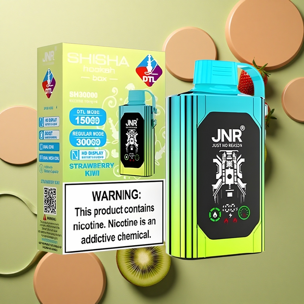 JNR Shisha Hookah Box 20500 Jahodové Kiwi s Duálním Mřížkovým Vinutím a Typ-C Nabíjením