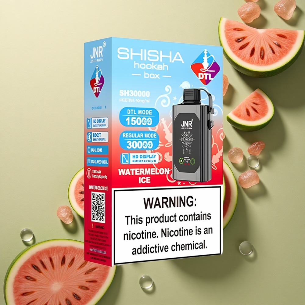 JNR Shisha Hookah Box 20500 Melounový Led s 25ml a Duální Mesh Cívkou