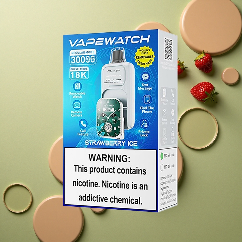 JNR VapeWatch 30000 Jahodový Led s Duální Síťovou Cívkou a 19mL Náplní