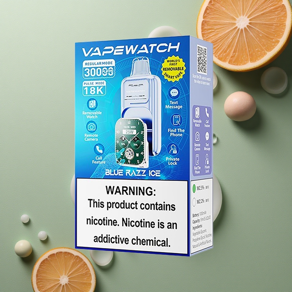 JNR VapeWatch 30000 Modrá Malina Led s 19mL a Dual Mesh Coil
