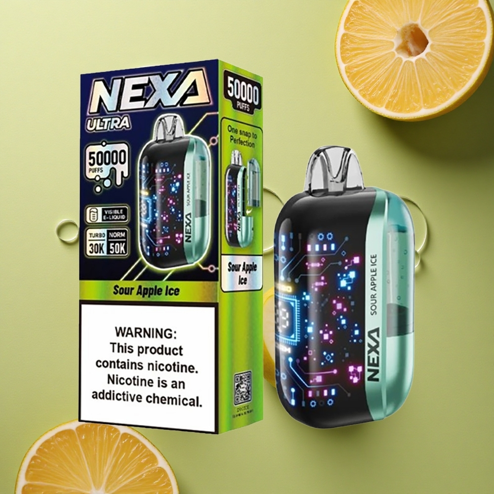 NEXA Ultra 50000 Puffs Kyselé Jablko Led s 20ml a 5% Nikotinu