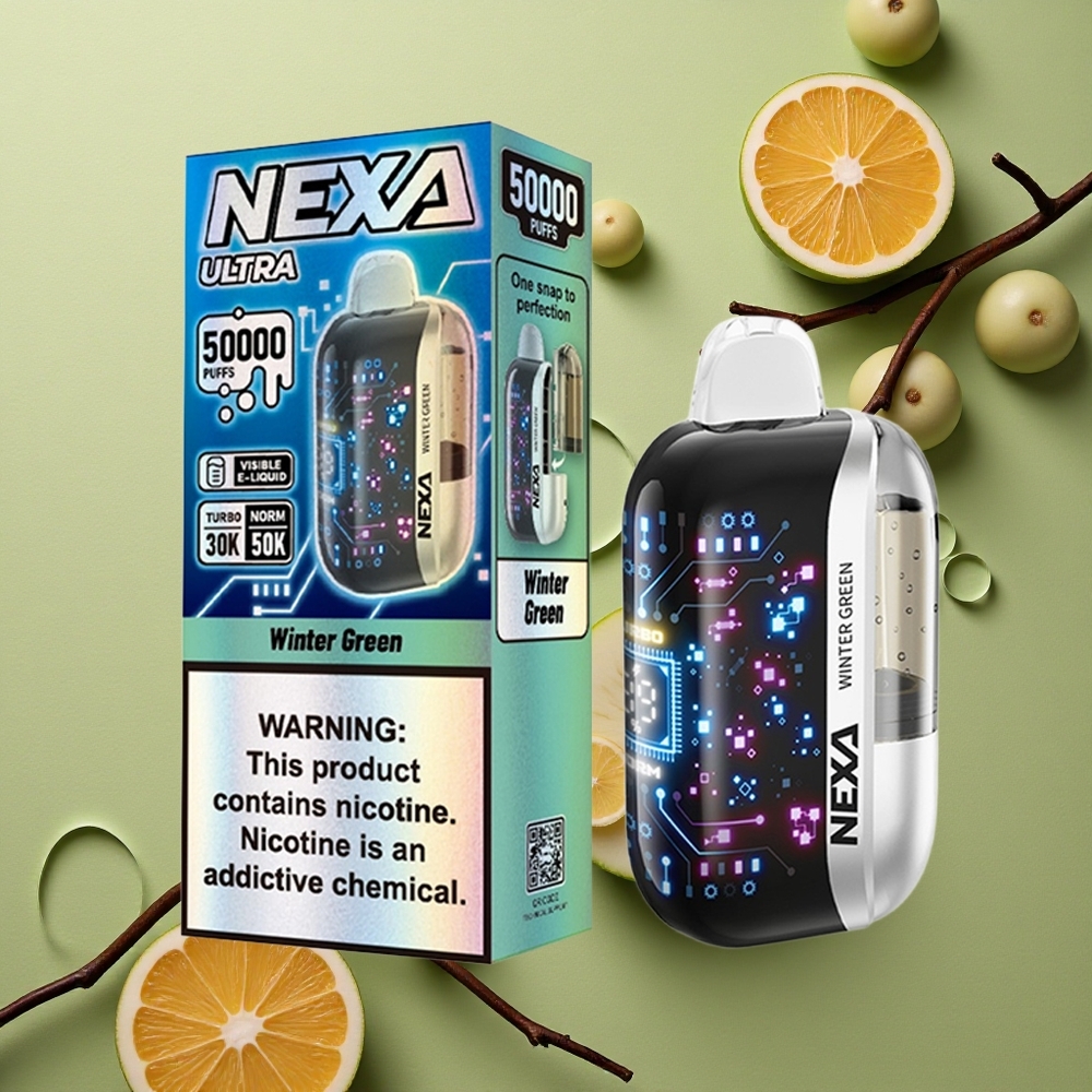 NEXA Ultra 50000 Puffs Zimní zeleň Ultra 20ml 5% Dual Mesh
